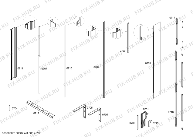 Схема №7 T36IT71NNP с изображением Монтажный набор для холодильника Bosch 00701085