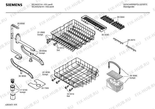 Схема №5 SE24A232 с изображением Инструкция по эксплуатации для посудомоечной машины Siemens 00586370