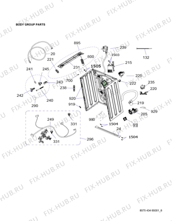 Схема №6 AWZ9614F с изображением Воздуховод для стиралки Whirlpool 482000020666