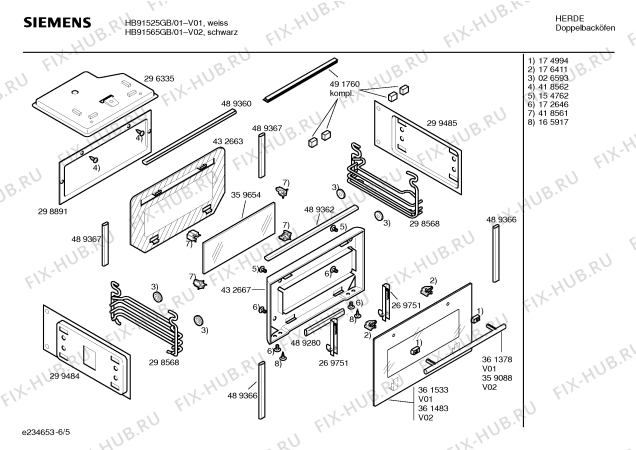Схема №6 HB91525GB с изображением Инструкция по эксплуатации для духового шкафа Siemens 00580290