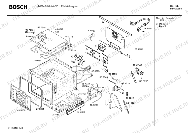 Взрыв-схема микроволновой печи Bosch HME9451NL - Схема узла 03