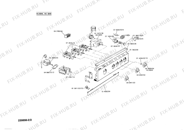 Взрыв-схема плиты (духовки) Siemens HU6045 - Схема узла 02