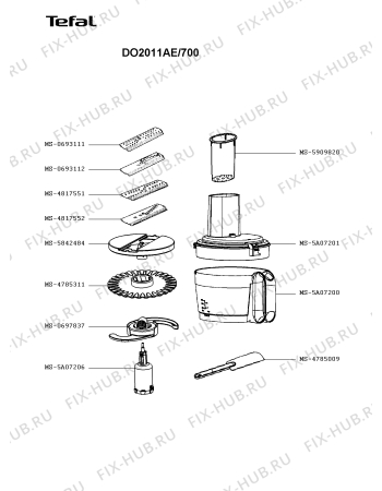 Взрыв-схема кухонного комбайна Tefal DO2011AE/700 - Схема узла 8P003428.0P2