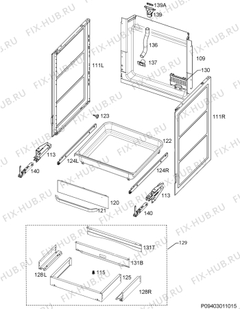 Взрыв-схема плиты (духовки) Electrolux EKC60015W - Схема узла Housing 001