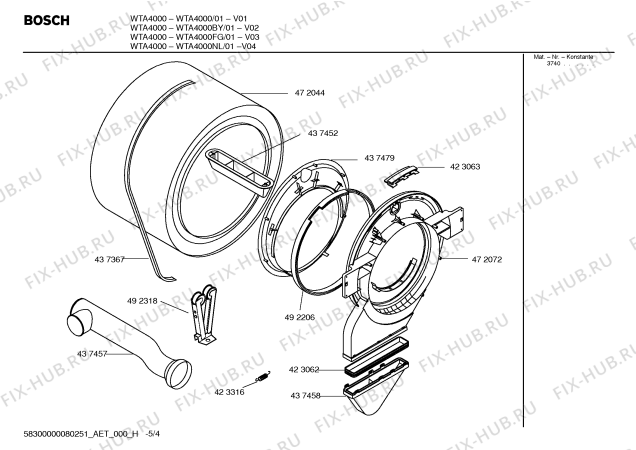 Схема №5 WTA4100 с изображением Терморегулятор для сушилки Bosch 00423037