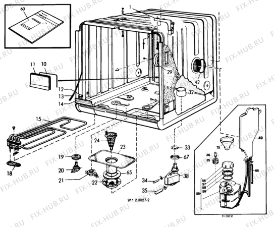 Взрыв-схема посудомоечной машины Atlas DI940-2 - Схема узла W10 Housing A
