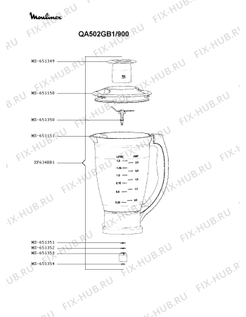 Схема №2 QA502GB1/900 с изображением Корпусная деталь для кухонного комбайна Moulinex MS-651136