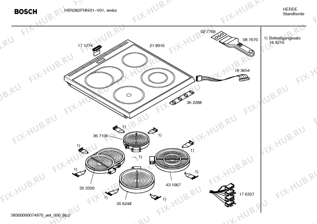 Схема №6 F1662W2 Neff с изображением Кабель для плиты (духовки) Bosch 00183654