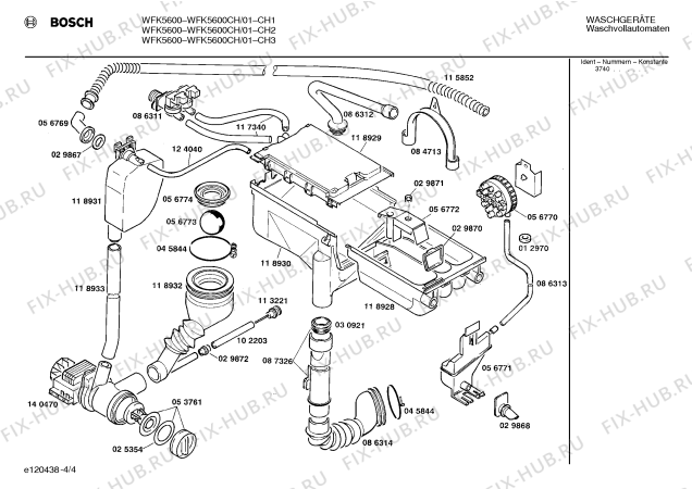 Взрыв-схема стиральной машины Bosch WFK5600CH WFK5600 - Схема узла 04