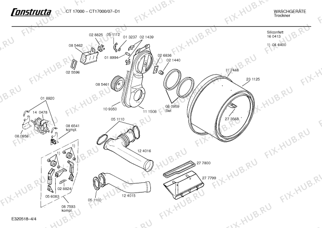 Схема №4 CT17000 CT1700 с изображением Панель для сушильной машины Bosch 00278079