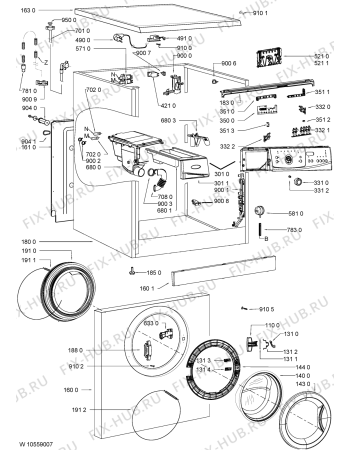 Схема №2 AWO/D 7213 WP с изображением Обшивка для стиральной машины Whirlpool 480111104347