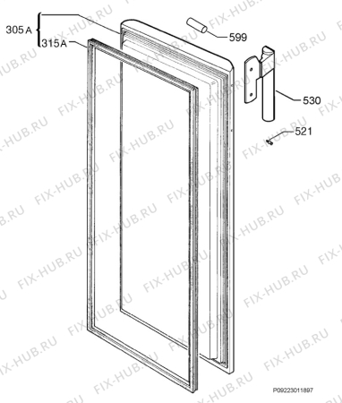 Взрыв-схема холодильника Aeg A72010GNW0 - Схема узла Door 003