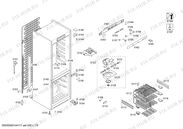Схема №3 KG36SA75 с изображением Испаритель для холодильной камеры Bosch 00684521