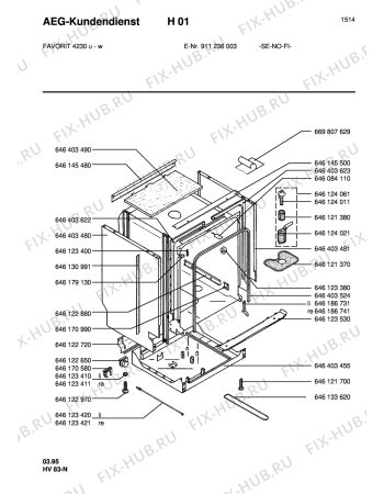 Взрыв-схема посудомоечной машины Aeg FAV4230U-W S - Схема узла Housing 001