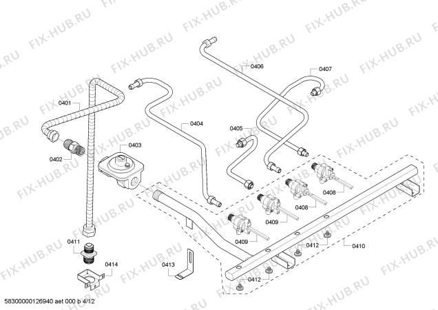 Схема №12 PRD484EEHC с изображением Коллектор для плиты (духовки) Bosch 00479525