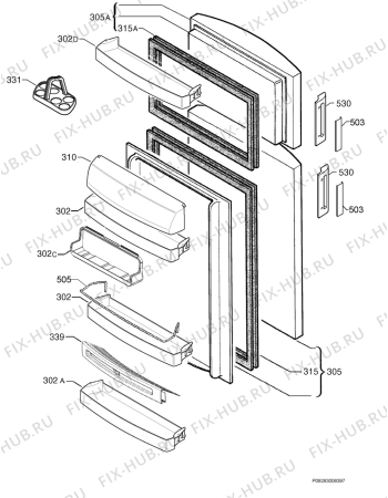 Взрыв-схема холодильника Electrolux ERA4260 - Схема узла Door 003