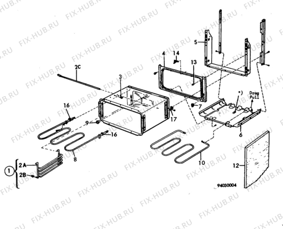 Взрыв-схема комплектующей Electrolux CF272 - Схема узла H10 Oven Cavity (small)