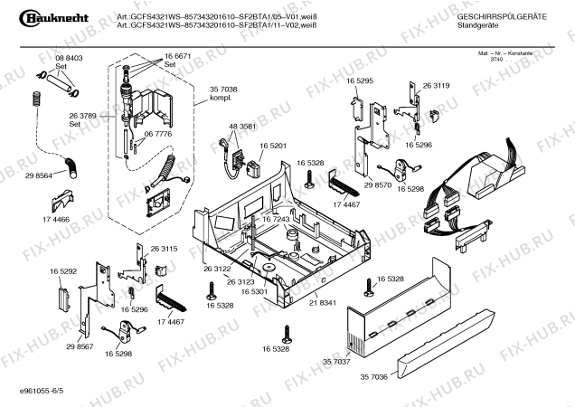 Схема №5 SF2BTA1 GCFS4321WS-857343201610 с изображением Передняя панель для посудомоечной машины Bosch 00366033