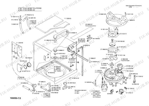 Схема №6 0730200904 E755U с изображением Панель для посудомойки Bosch 00111850