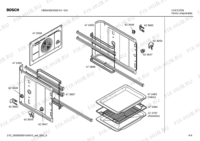 Взрыв-схема плиты (духовки) Bosch HBN43W350E Hornos bosch ind.multf.inox.ec3 - Схема узла 04