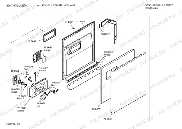 Взрыв-схема посудомоечной машины Hanseatic SE2HNA1 Art:409/233 - Схема узла 02