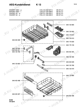 Взрыв-схема посудомоечной машины Aeg FAV4230I-P - Схема узла Baskets, tubes 061