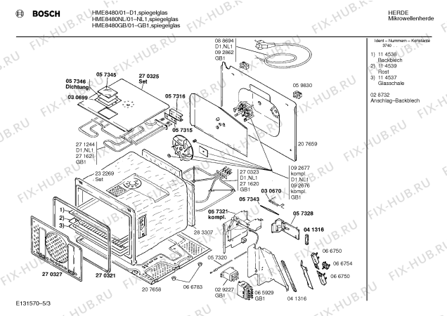 Взрыв-схема микроволновой печи Bosch HME8480GB - Схема узла 03
