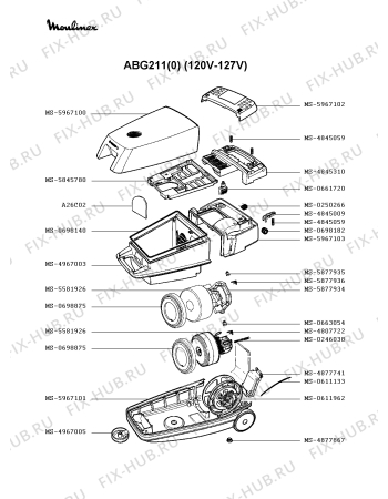 Взрыв-схема пылесоса Moulinex ABG211(0) - Схема узла IP002327.4P2