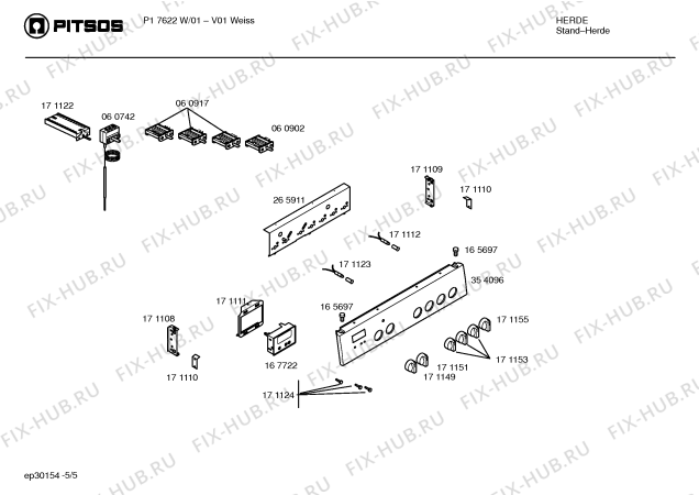 Схема №3 P17622W с изображением Панель управления для плиты (духовки) Bosch 00354096