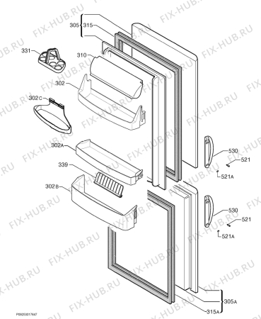 Взрыв-схема холодильника Atlas Electrolux KF2656 - Схема узла Door 003