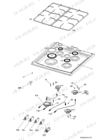 Взрыв-схема плиты (духовки) Electrolux EKG51103OW - Схема узла Hob