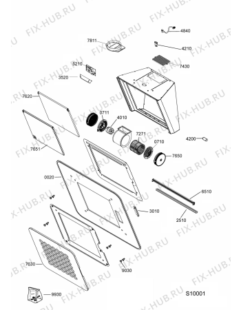 Схема №1 208350904401 PRF0096 с изображением Крышка для электровытяжки Whirlpool 482000021288