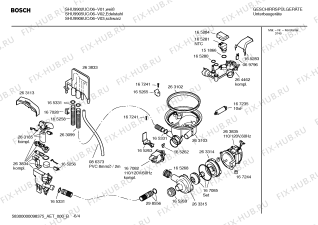 Взрыв-схема посудомоечной машины Bosch SHU9905UC - Схема узла 04