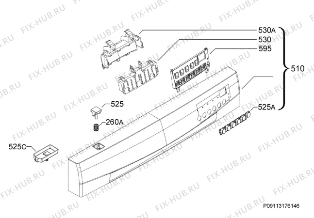 Взрыв-схема посудомоечной машины Rosenlew RW6501X - Схема узла Command panel 037