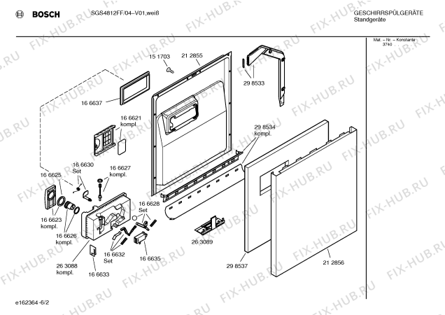 Взрыв-схема посудомоечной машины Bosch SGS4812FF - Схема узла 02