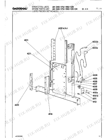 Схема №11 AH340190CH с изображением Часть корпуса для электровытяжки Bosch 00292834
