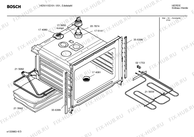Схема №6 HEN115D с изображением Ручка управления духовкой для электропечи Bosch 00183813