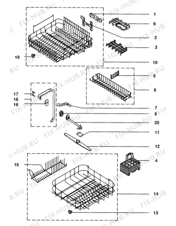 Взрыв-схема посудомоечной машины Zanker GSA4660 - Схема узла Baskets, tubes 061