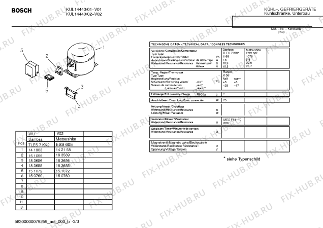 Взрыв-схема холодильника Bosch KUL14440 - Схема узла 03