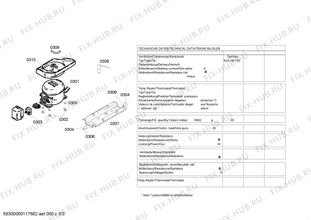 Взрыв-схема холодильника Profilo BD4652ANF - Схема узла 03