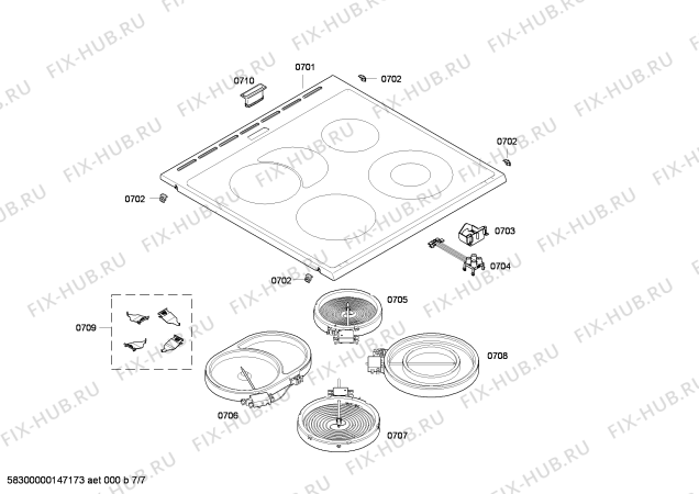 Взрыв-схема плиты (духовки) Bosch HCE744720R - Схема узла 07