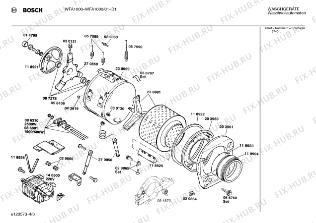 Схема №4 WFA1000 с изображением Инструкция по эксплуатации для стиральной машины Bosch 00514586
