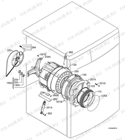 Взрыв-схема стиральной машины Aeg Electrolux LN88480 - Схема узла Functional parts 267