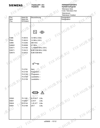 Схема №13 FC214V6IL с изображением Защитное сопротивление для жк-телевизора Siemens 00792751