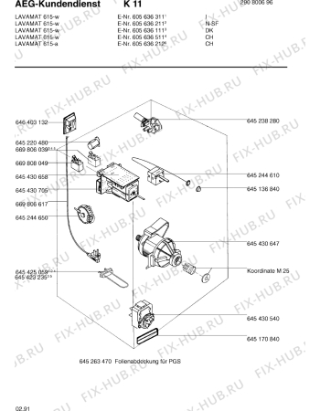 Взрыв-схема стиральной машины Aeg LAV615W - Схема узла Electrical equipment 268
