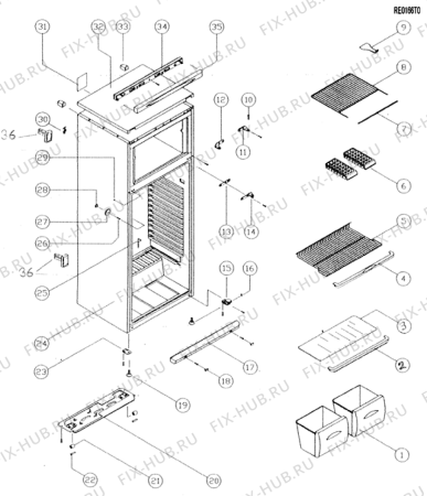 Схема №3 RG2330TRECO (F018638) с изображением Корпусная деталь для холодильника Indesit C00092404