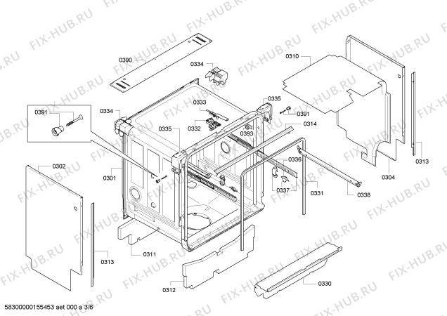 Схема №5 DI260411 с изображением Теплообменник для посудомойки Bosch 00684037
