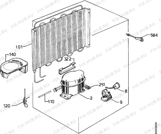 Взрыв-схема холодильника Zanussi ZFC57LE - Схема узла Cooling system 017