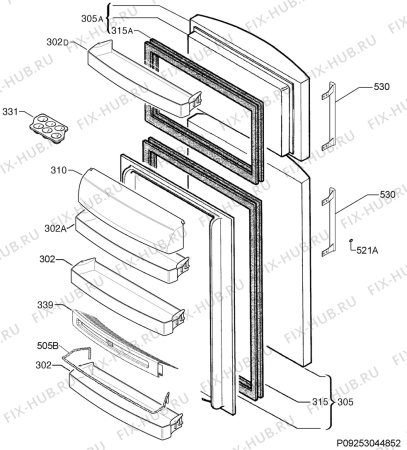 Взрыв-схема холодильника Rex Electrolux RND42400X - Схема узла Door 003