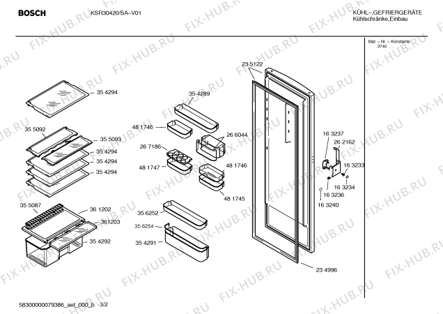 Взрыв-схема холодильника Bosch KSR30420SA - Схема узла 02